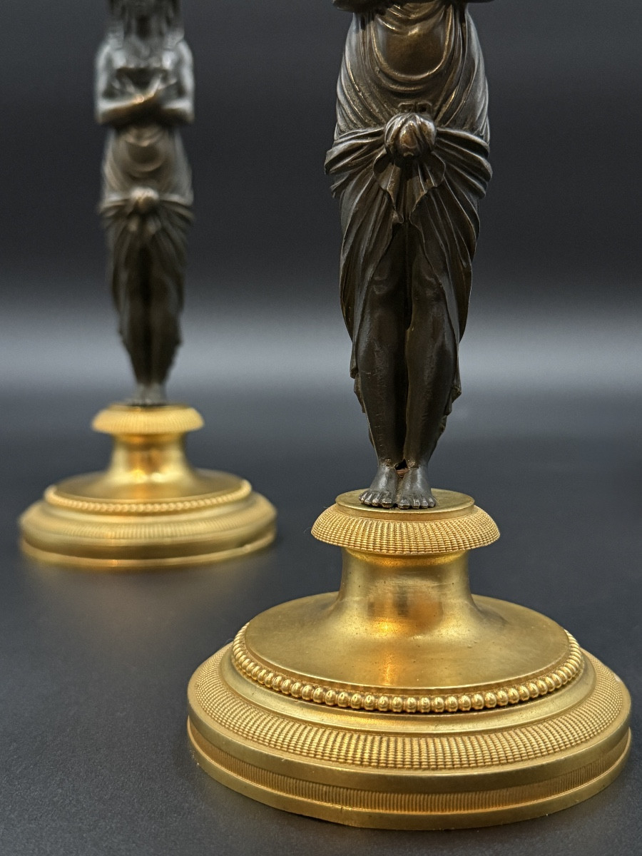 Pair Of Egyptian-style Torches, Empire Period.-photo-3