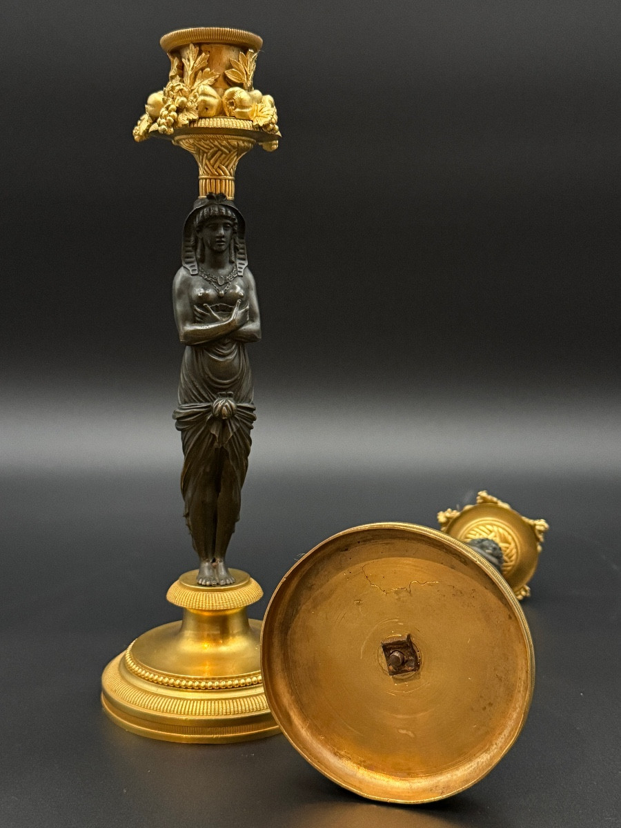 Pair Of Egyptian-style Torches, Empire Period.-photo-4