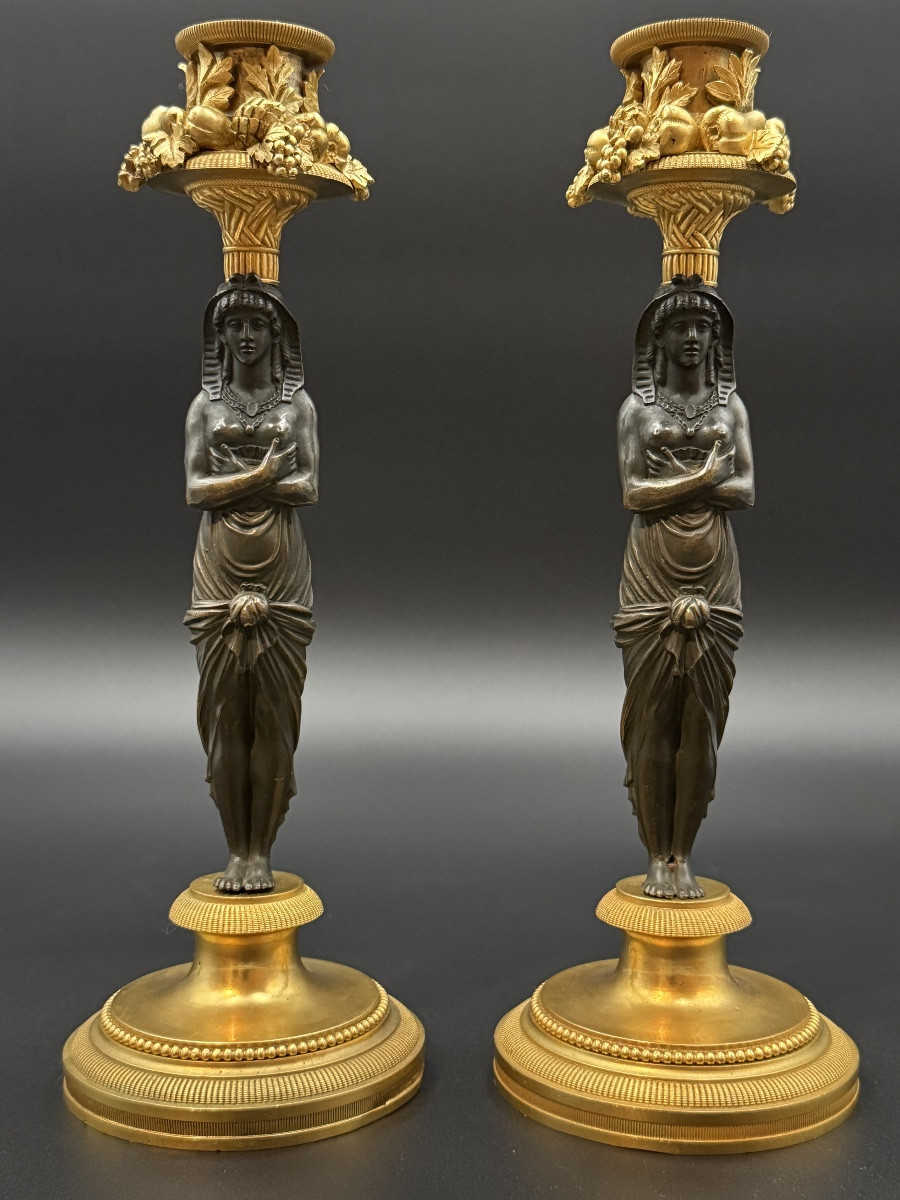 Pair Of Egyptian-style Torches, Empire Period.