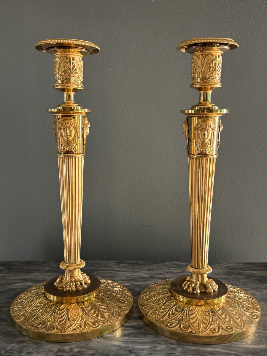 Claude Galle, paire de flambeaux d’époque Empire.