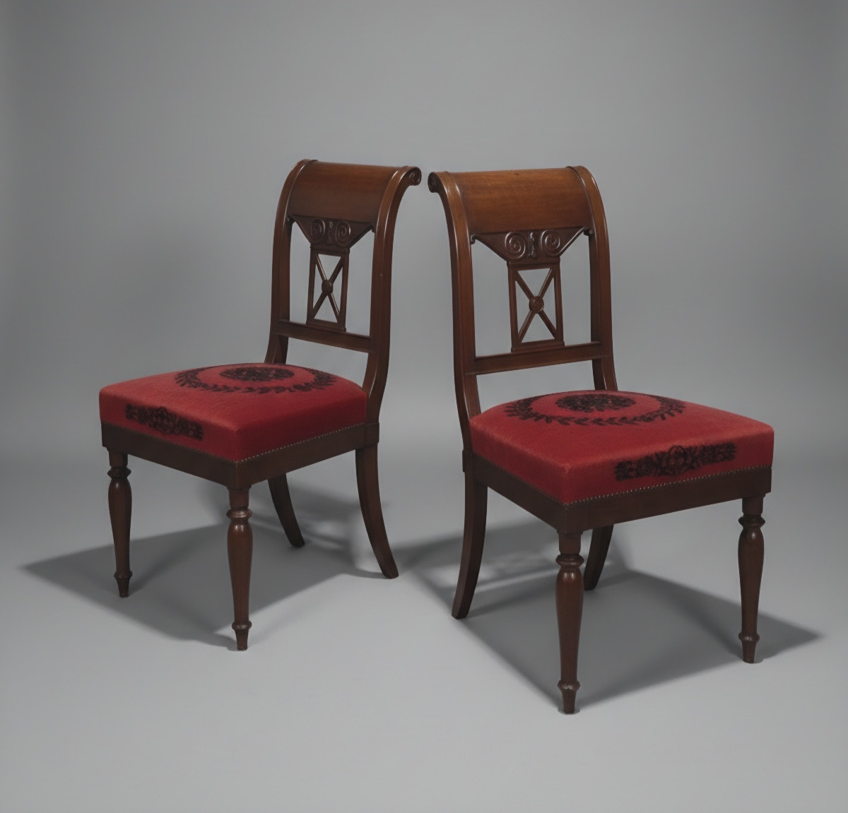  Jacob Frères, paire de chaises estampillées, époque Consulat.-photo-2