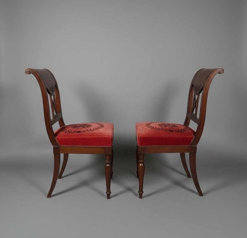  Jacob Frères, paire de chaises estampillées, époque Consulat.-photo-4