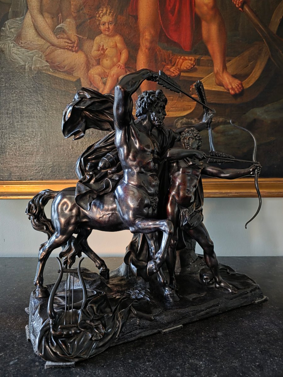 L'Éducation d'Achille, Grand Groupe en Bronze, XIXème.-photo-3
