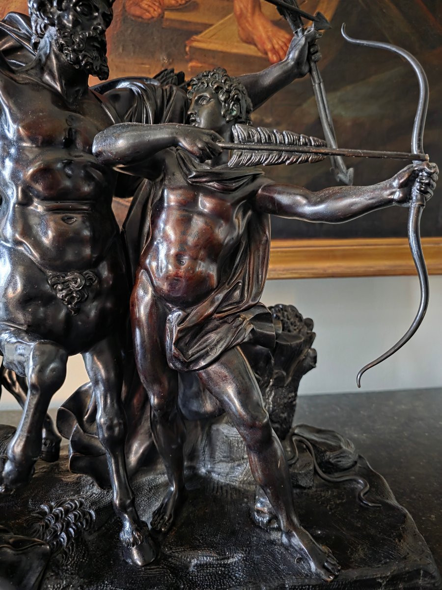 L'Éducation d'Achille, Grand Groupe en Bronze, XIXème.-photo-3