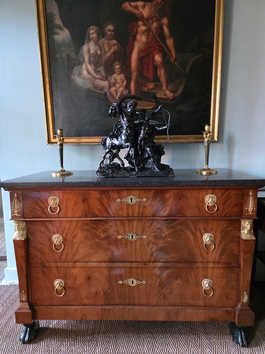 L'Éducation d'Achille, Grand Groupe en Bronze, XIXème.-photo-5