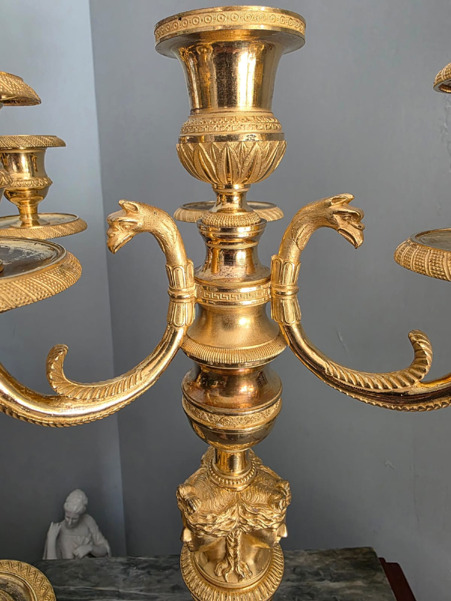 Claude Galle, paire de candélabres d'époque Empire-Consulat.-photo-1