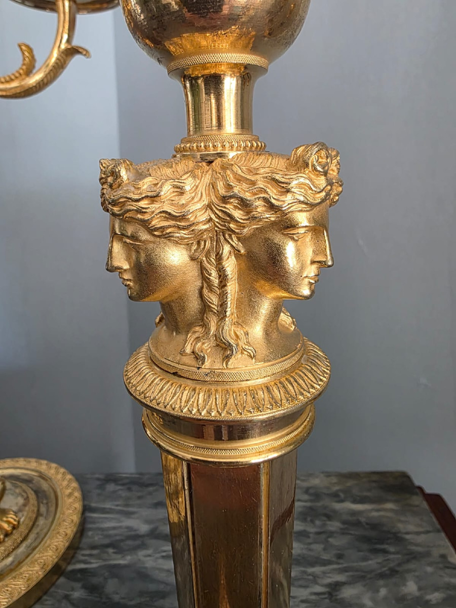 Claude Galle, paire de candélabres d'époque Empire-Consulat.-photo-3