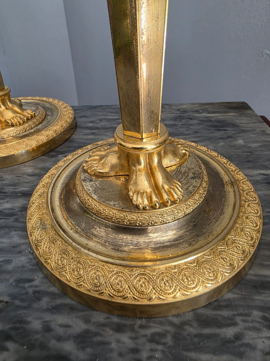 Claude Galle, paire de candélabres d'époque Empire-Consulat.-photo-4