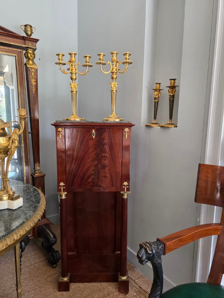 Claude Galle, paire de candélabres d'époque Empire-Consulat.-photo-7