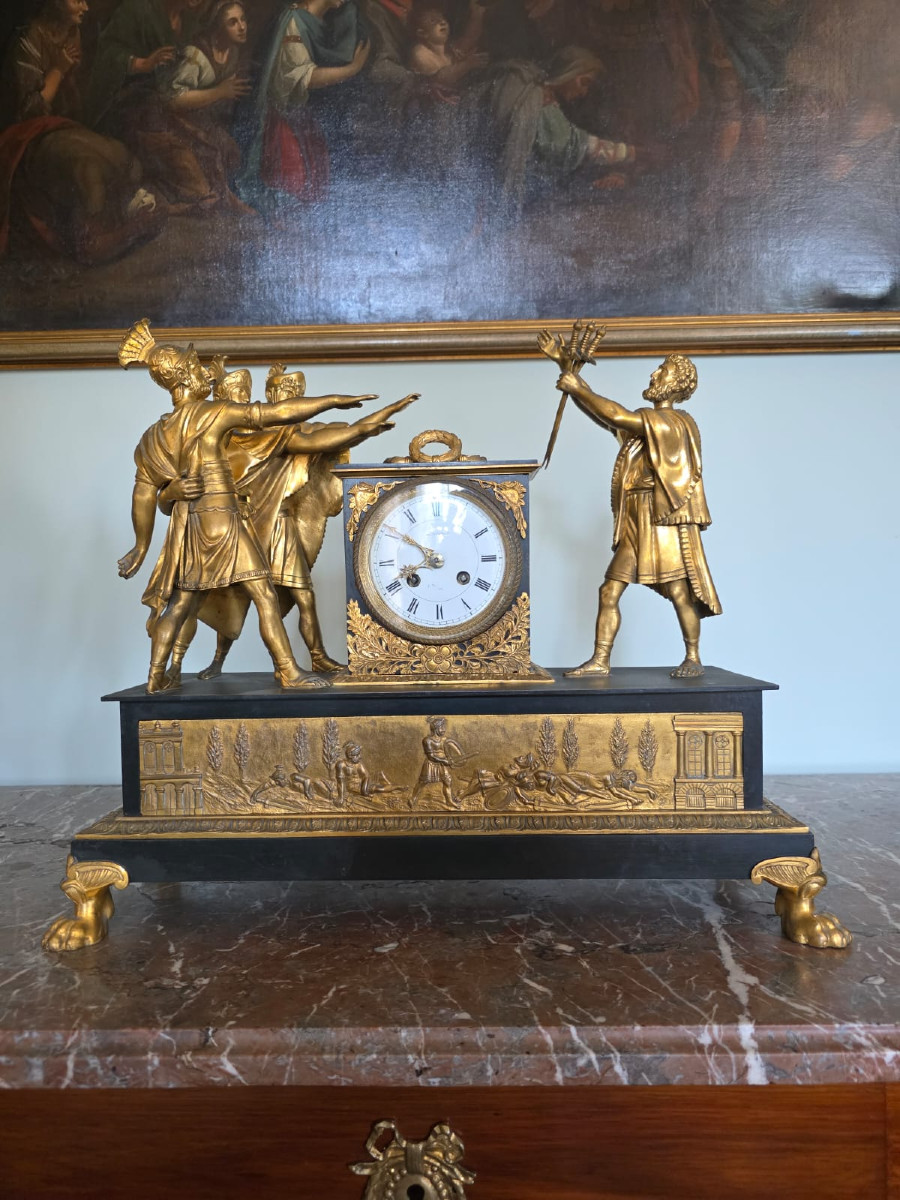 Pendule, Le Serment des Horaces, époque Empire. 
