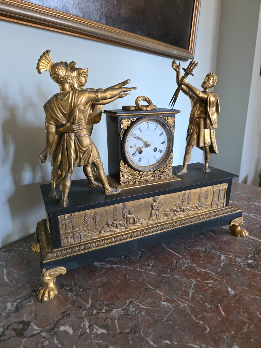 Pendule, Le Serment des Horaces, époque Empire. -photo-2