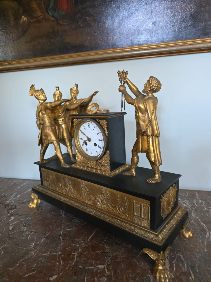Pendule, Le Serment des Horaces, époque Empire. -photo-2