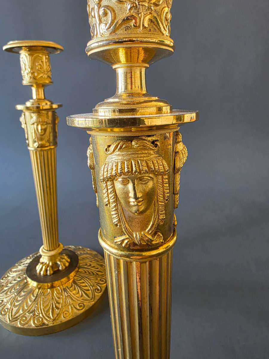 Claude Galle, Large Pair Of Empire Period Candlesticks.-photo-2