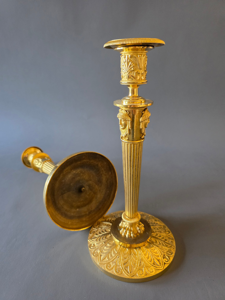 Claude Galle, Large Pair Of Empire Period Candlesticks.-photo-4