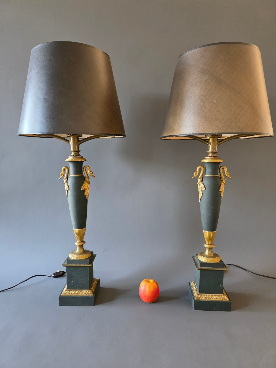 Paire de lampes astrales d’époque Empire. -photo-2