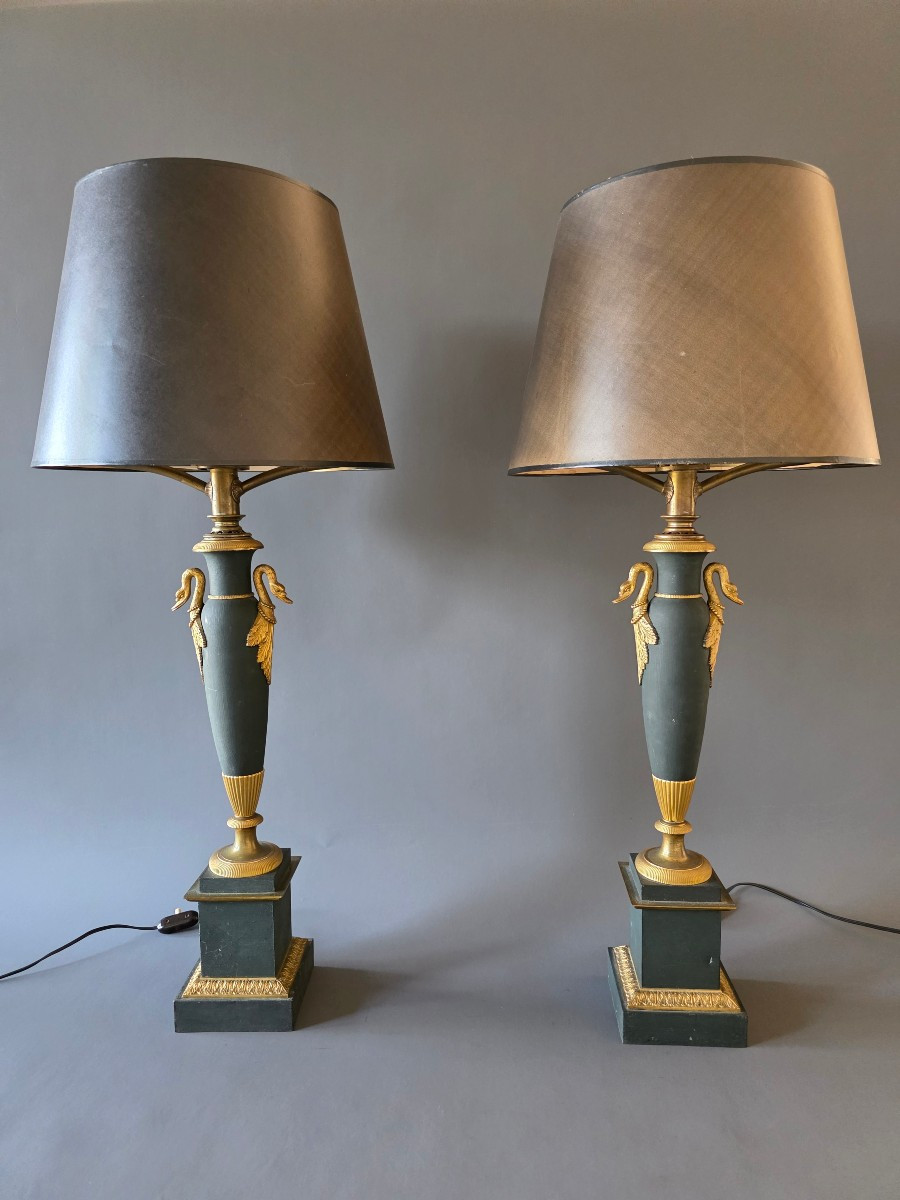 Paire de lampes astrales d’époque Empire. 