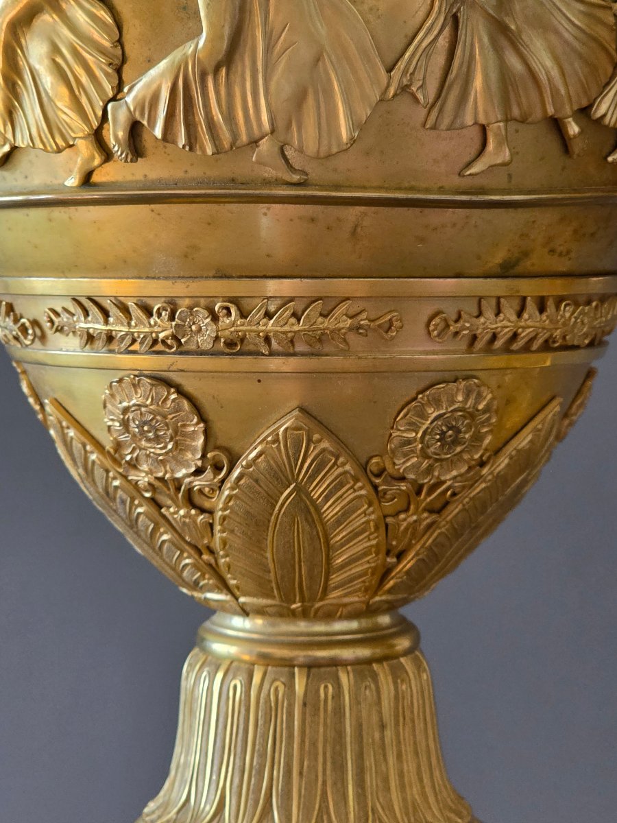 THOMIRE À PARIS, Monumentale paire de vases signés, époque Empire. -photo-1