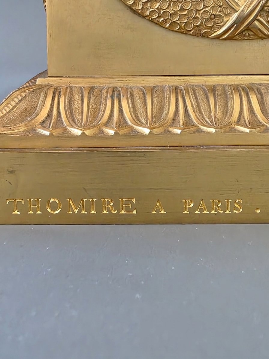 THOMIRE À PARIS, Monumentale paire de vases signés, époque Empire. -photo-7