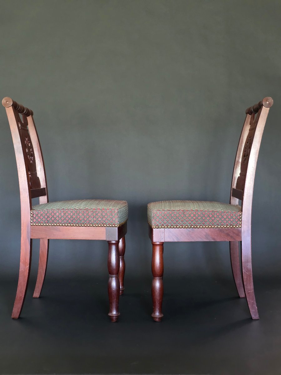 JACOB D RUE MESLÉE, paire de chaises estampillées d'époque Empire-Consulat. -photo-3