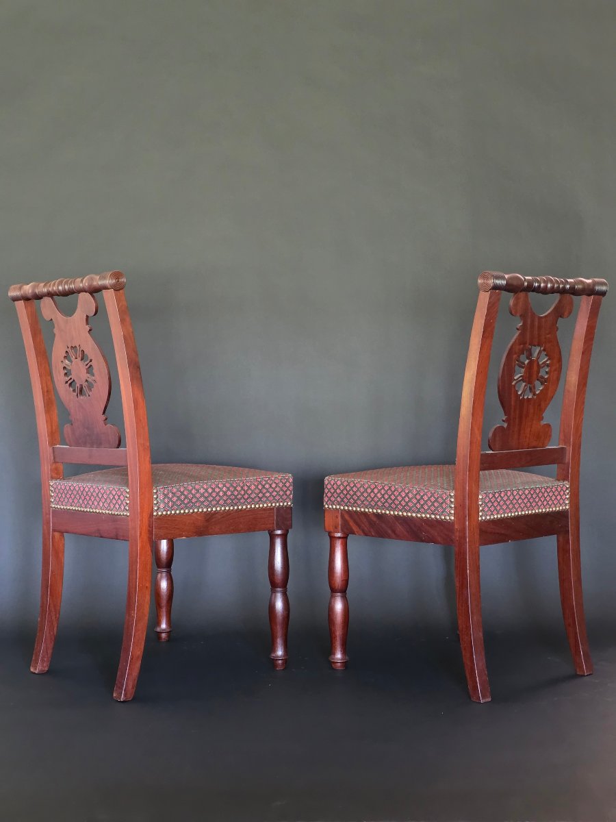 JACOB D RUE MESLÉE, paire de chaises estampillées d'époque Empire-Consulat. -photo-4