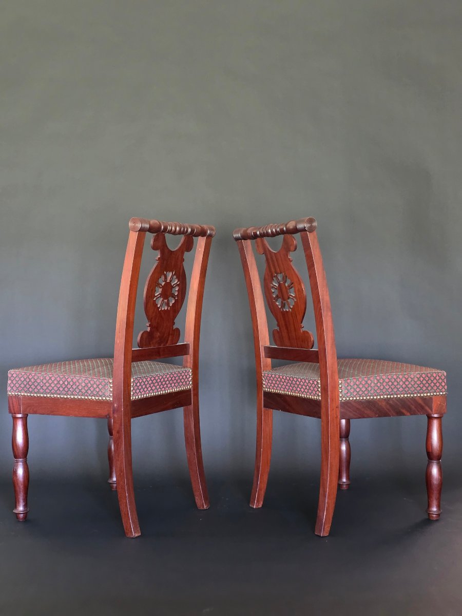 JACOB D RUE MESLÉE, paire de chaises estampillées d'époque Empire-Consulat. -photo-1