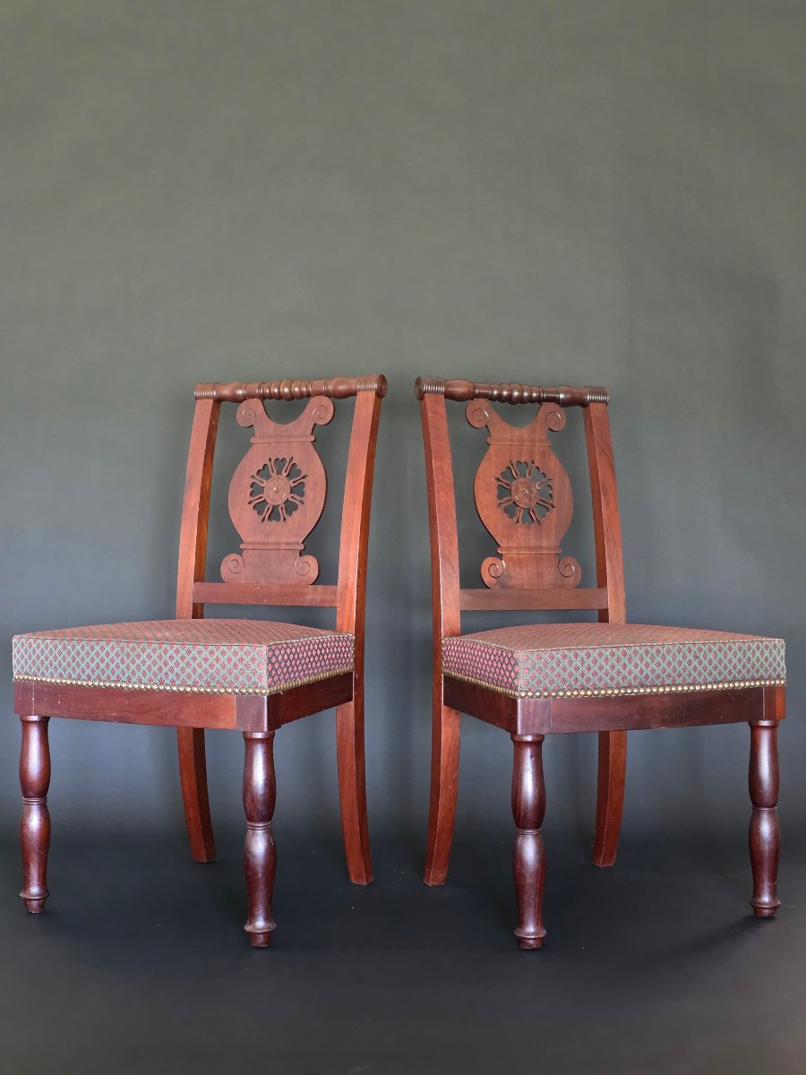 JACOB D RUE MESLÉE, paire de chaises estampillées d'époque Empire-Consulat. -photo-2