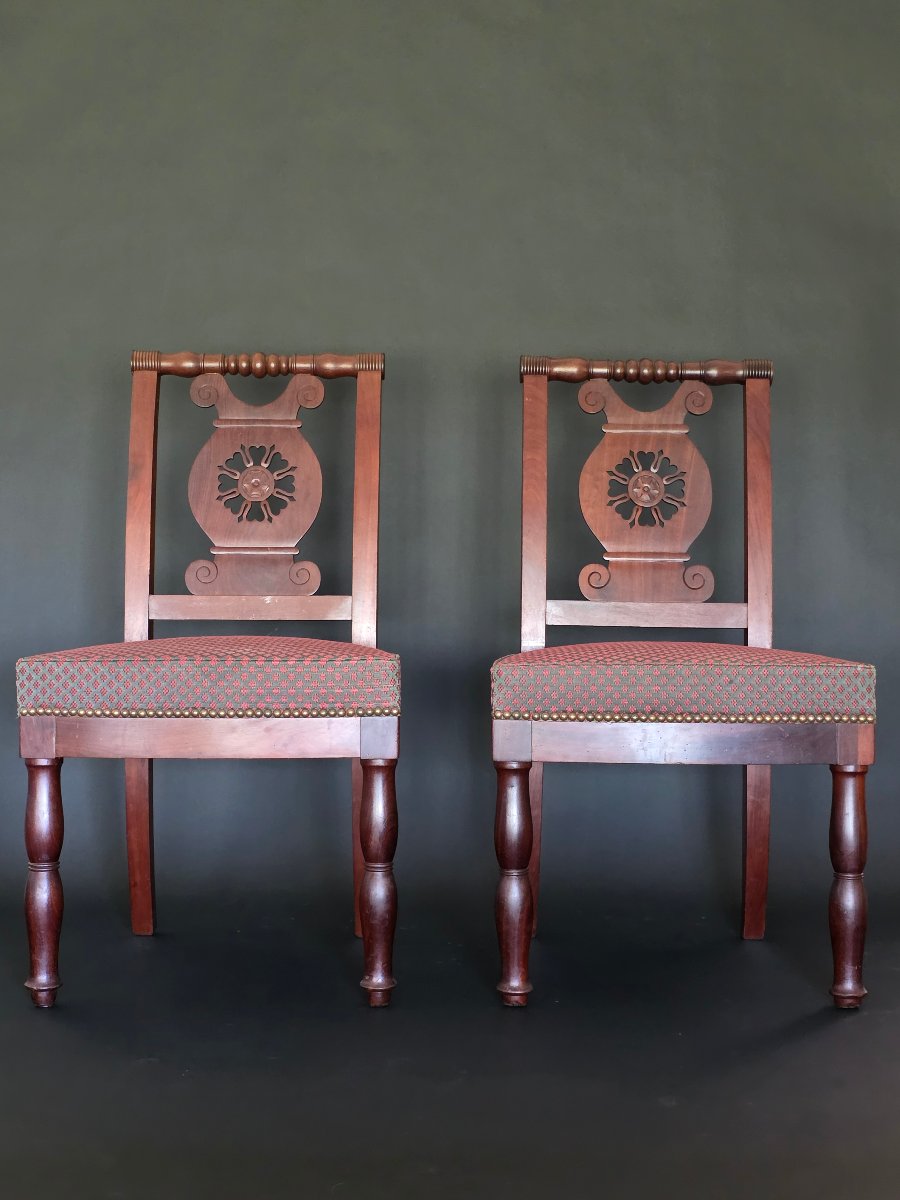 JACOB D RUE MESLÉE, paire de chaises estampillées d'époque Empire-Consulat. -photo-3