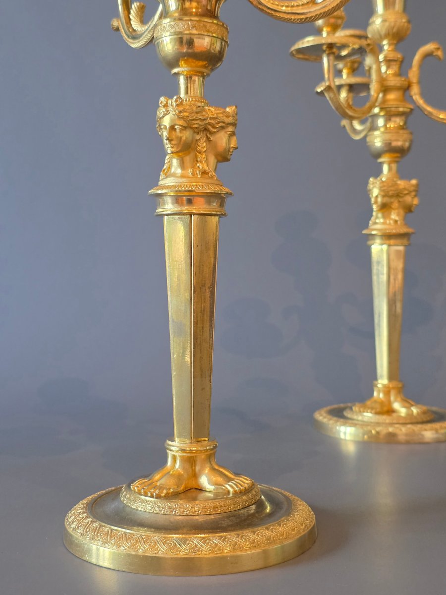 Claude Galle, paire de candélabres d'époque Empire-Consulat. -photo-3