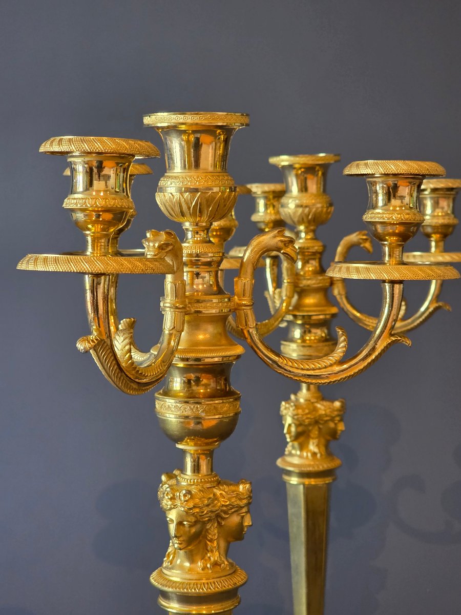 Claude Galle, A Pair Of Empire-consulate-period Candelabras. -photo-1