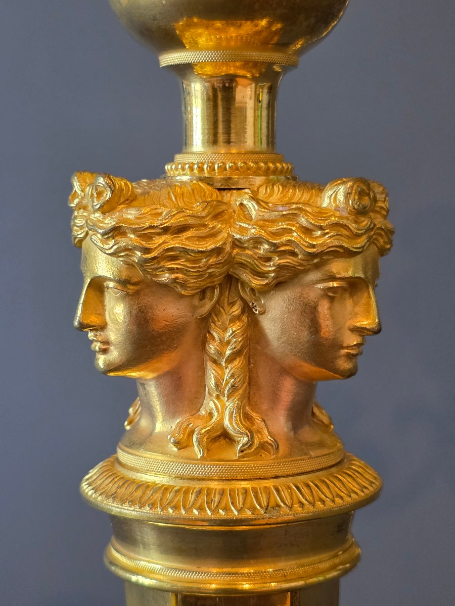Claude Galle, paire de candélabres d'époque Empire-Consulat. -photo-3