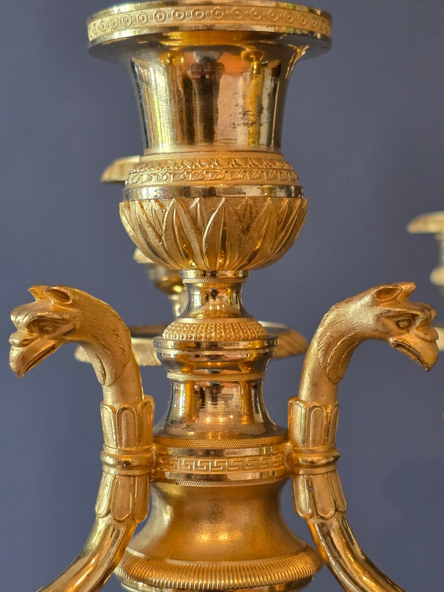 Claude Galle, paire de candélabres d'époque Empire-Consulat. -photo-5