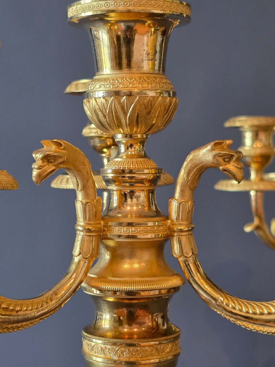 Claude Galle, paire de candélabres d'époque Empire-Consulat. -photo-6