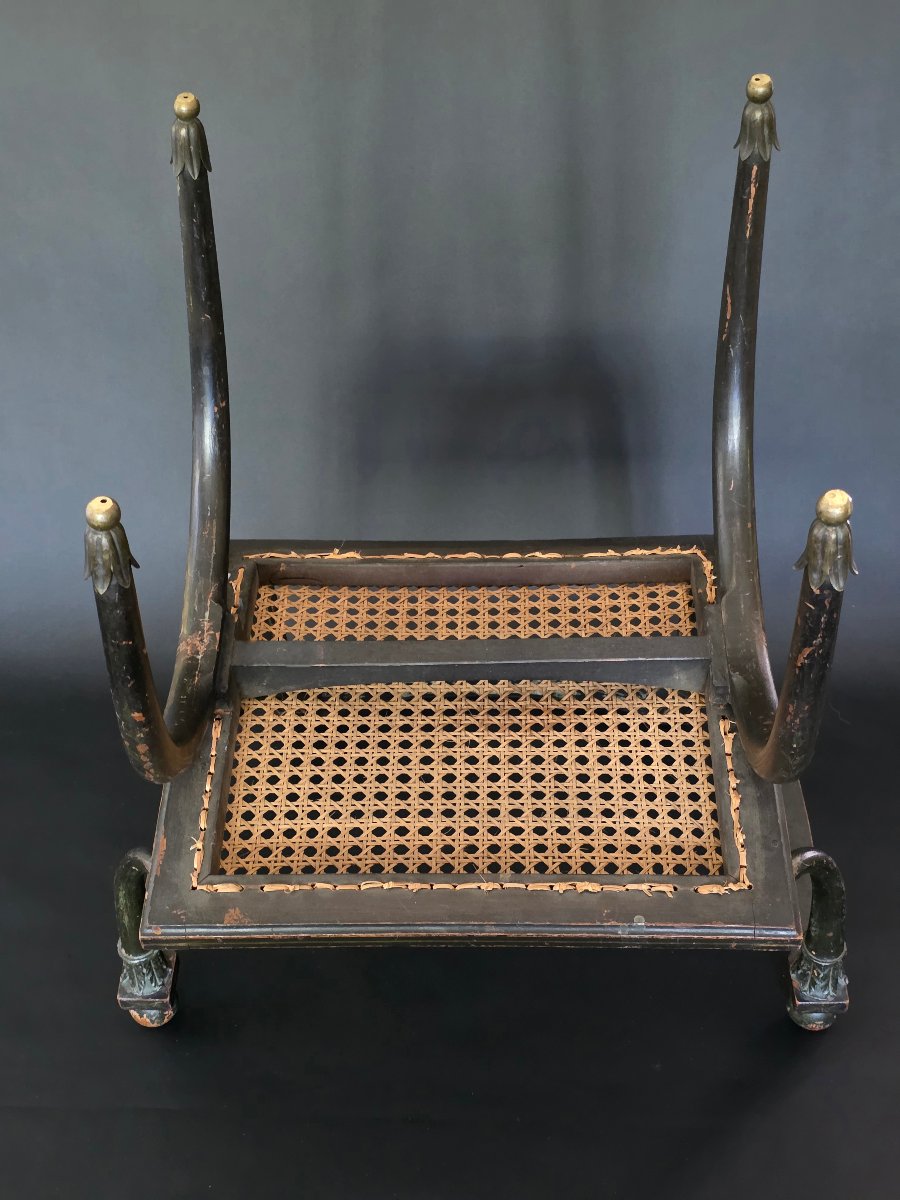 Etruscan Armchair From The Consulate-empire Period, Stamped "chapuis." Late 18th Century. -photo-7