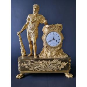 Empire Period Hercules Pendulum In Gilt Bronze. 