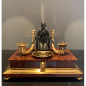 Empire Period, Exceptional Inkwell Attributed To Thomire Or Alexis Decaix.