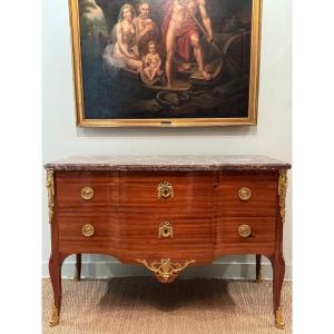 Belle commode en satiné estampillée d'époque Transition