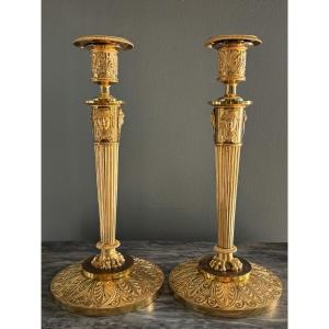 Claude Galle, paire de flambeaux d’époque Empire.