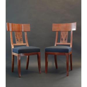 Jacob Frères / Château De Bois-préau, Pair Of Consulate-era Chairs