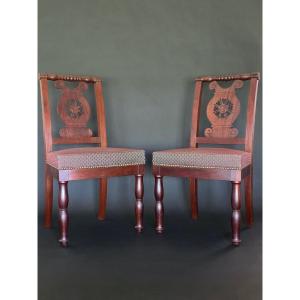 Jacob D Rue Meslée, A Pair Of Chairs Stamped From The Empire-consulate Period.