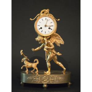 Pendule à "L'Amour aveugle", attribuée à Deverberie, époque Empire.
