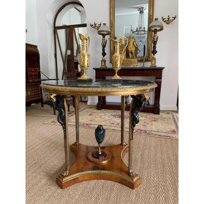 Weisweiler, Thomire: Exceptional Pedestal Table After The Fontainebleau Model