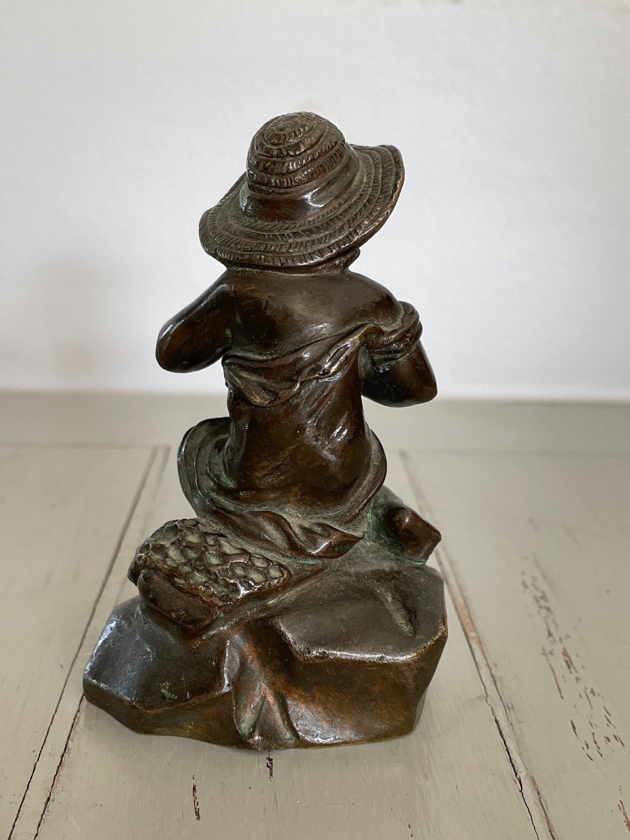 Old Small Bronze: The Child With Cymbals, Early 20th Century Period Statue Showcase-photo-3