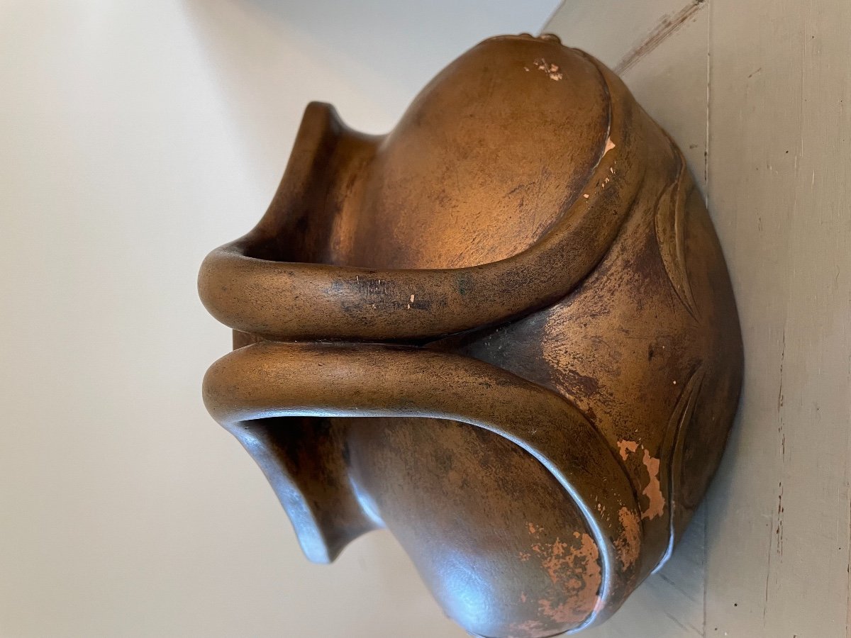 Old Ceramic Terracotta Planter Vase By Henri Laurent-desrousseaux Art Nouveau-photo-4