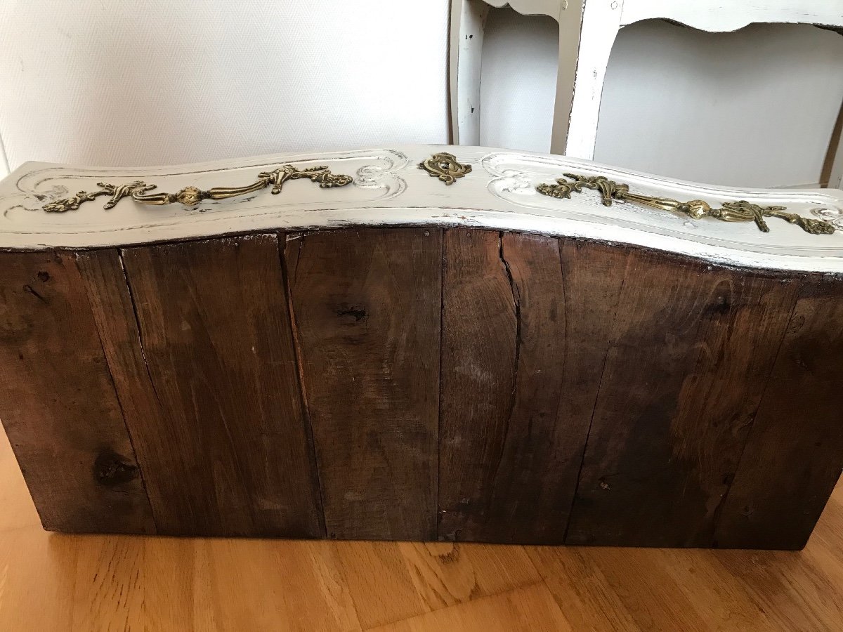 Commode époque Louis XV Du XVIII ème Siècle Dite Perruquière Ancienne En Chêne Patiné Blanc-photo-2
