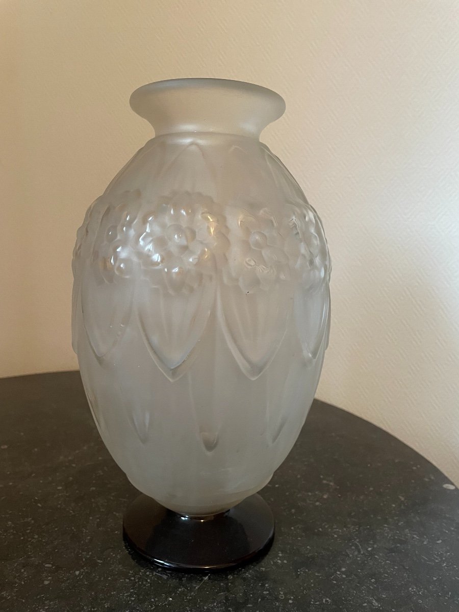 Ancien Vase Art Déco Par Le Verre Français Schneider , époque Début Du XX Eme Siècle