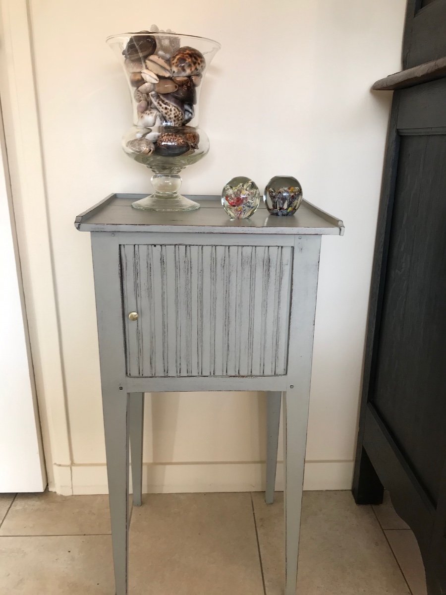Old Bedside Says To Rollers In Gray Patinated Oak Directoire XIXth Century-photo-3