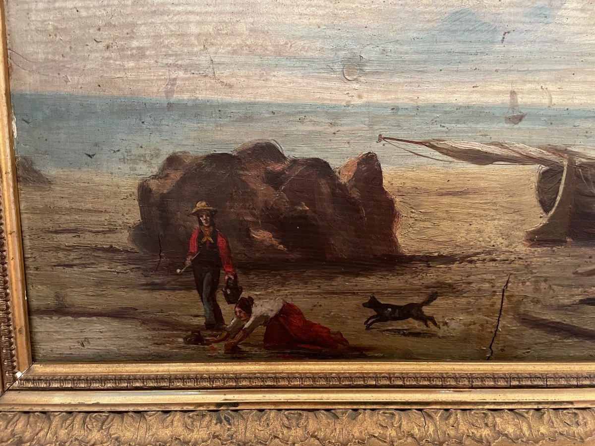 Tableau Ancien Marine Huile Sur Panneau  Hsp Signé De A Brassas Vers 1870 XIX ème-photo-6