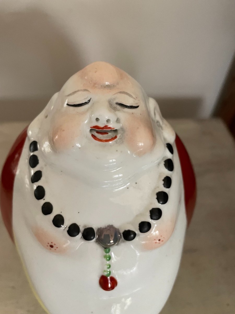 Old Pot-bellied Buddha Boudha Porcelain From China Chinoiserie Showcase Curiosity-photo-2