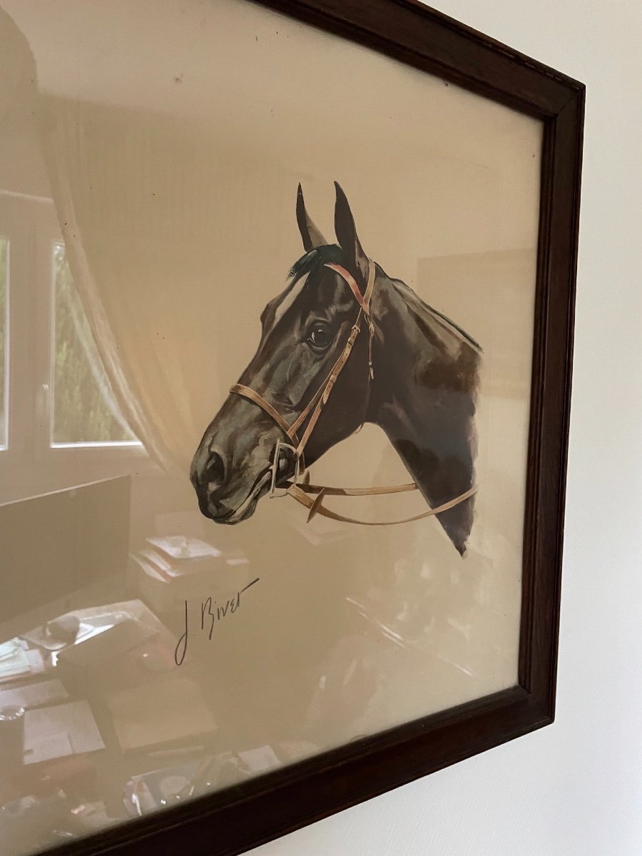 Ancienne Lithographie Cheval Signé Par J Rivet Hippisme Course équitation-photo-5