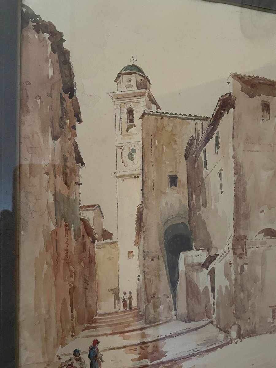 Old Orientalist Watercolor Painting End Of The XIXth Signed Robert-photo-5